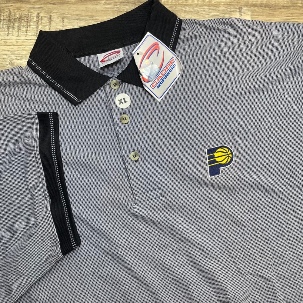 Vintage Indiana Pacers NBA Polo Shirt Mens XL Grey Black New Cadre Athletic